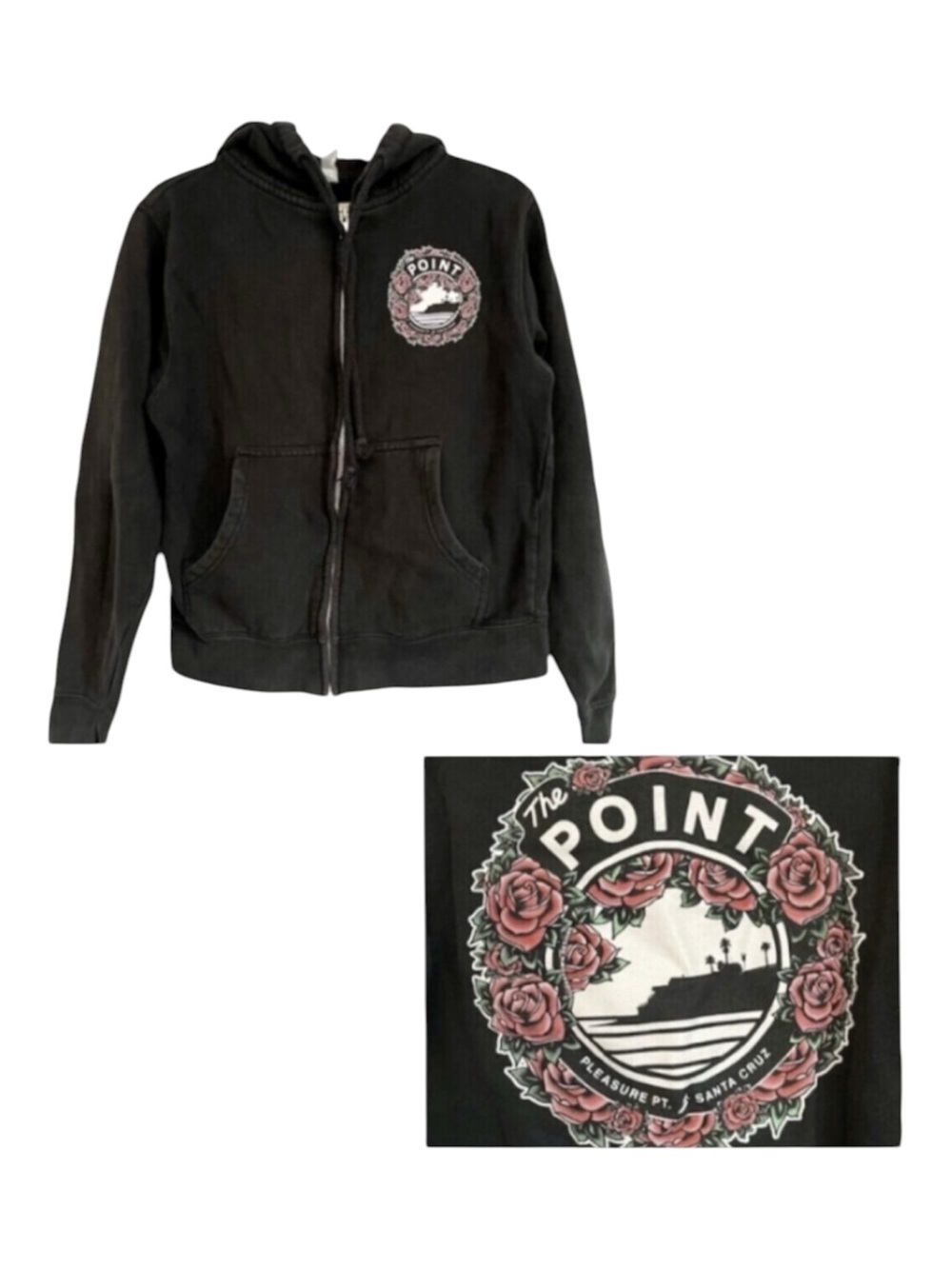 The Point, Santa Cruz surfing zip hoodie sweatshirt XS
